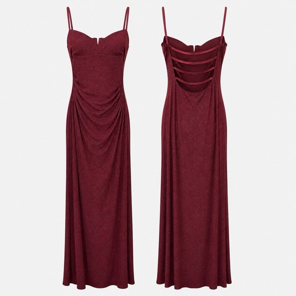 City Triangles Dresses & Skirts - Y2K City Triangles Metallic Glitter Maxi Slip Dress Sz L Open Back Formal